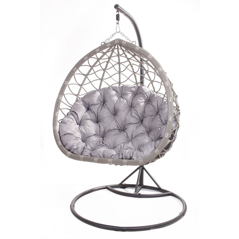 PODUSZKA OGRODOWA NA FOTEL WISZĄCY KOKON 110x100 CM JASNA SZARA PODUCHA NA HUŚTAWKĘ PODUSZKA NA BOCIANIE GNIAZDO PODUSZKA NA KRZESŁO DWUSTRONNA
