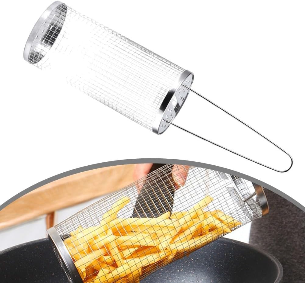 Cestello girevole in acciaio inox per forno a tamburo | Cestino multifunzionale per grigliare cuocere cuocere arachidi, noci secche, chicchi di caffè, barbecue
