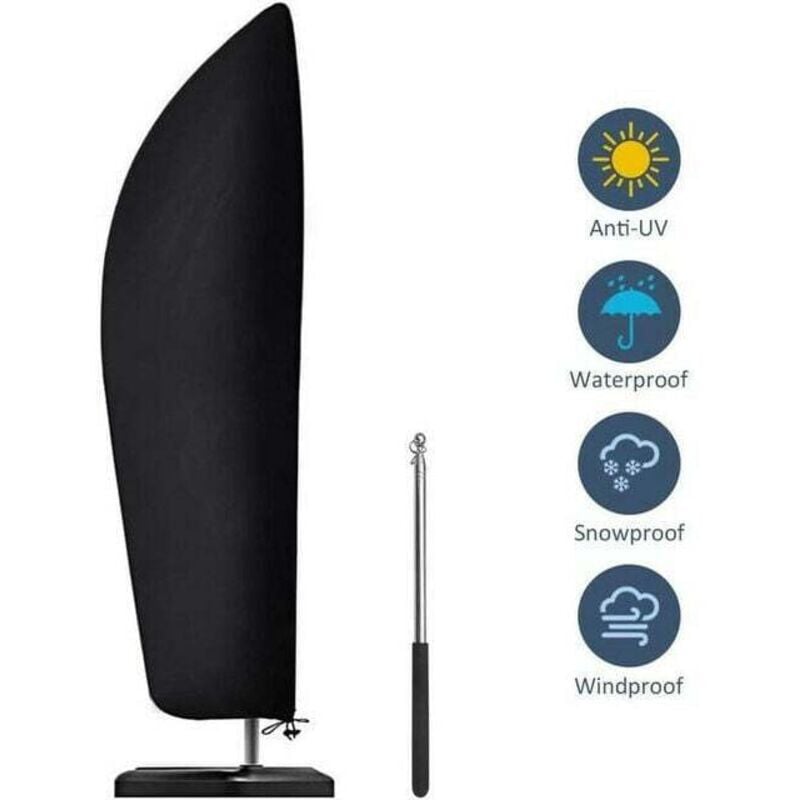 Housse Imperméable Oxford Housse Parasol Déporté 265cm - Tissu Oxford 210D Imperméable - Avec Tige Télescopique 1m Protection Parasol Extérieur