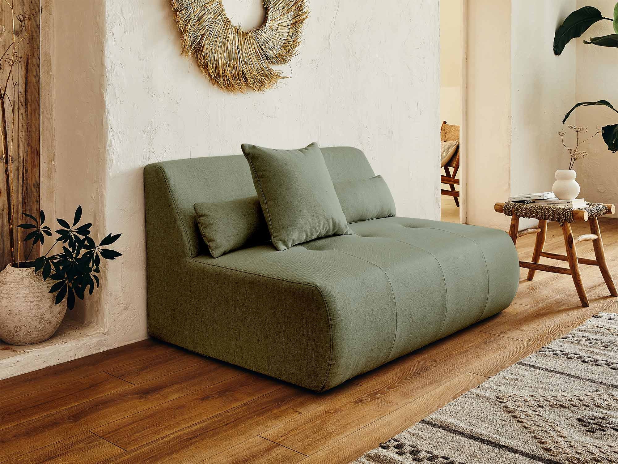 Canapé modulable 5 places angle droit en tissu vert sauge - ONYX - Best Mobilier - 5