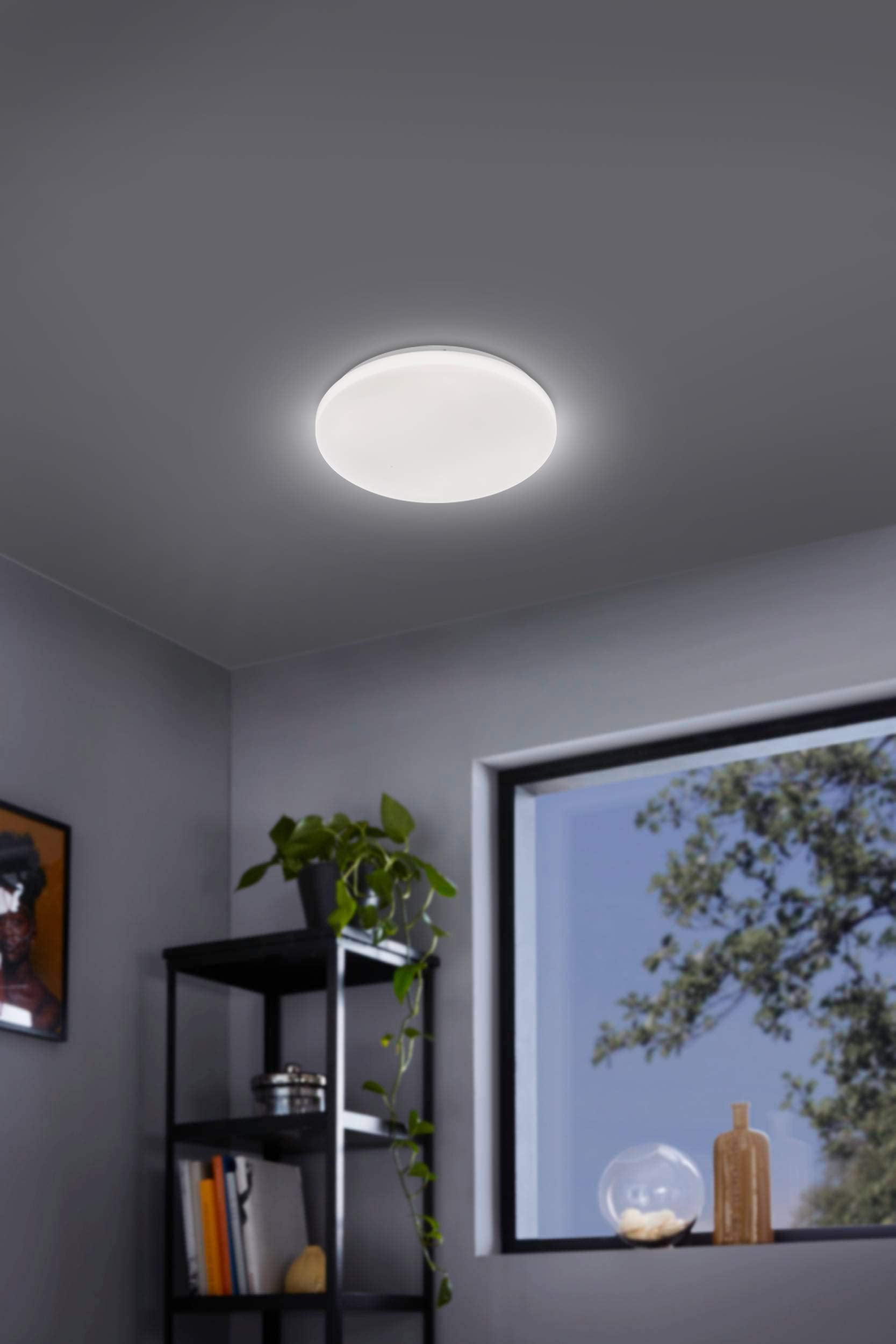 Eglo Plafoniera Led POGLIOLA, diametro 31 cm, lampada soggiorno, in acciaio e plastica, lampada bianca, lampada cameretta, lampada cucina, lampada uff - 5