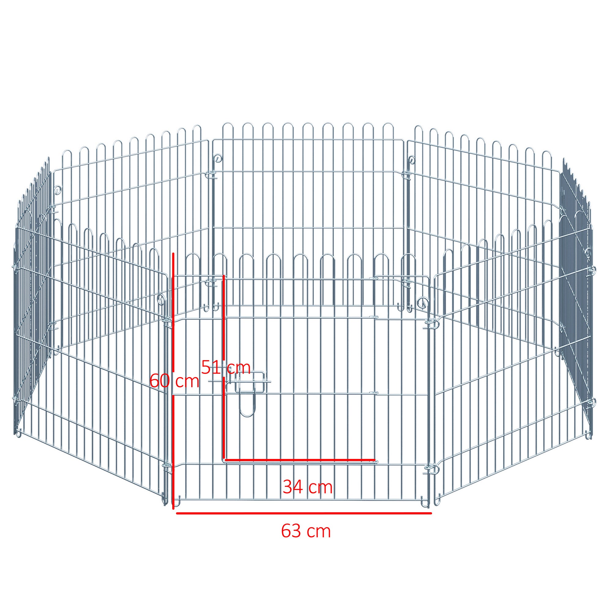 Parque para cachorros de perros Pawhut plata 63x60 cm acero - 3