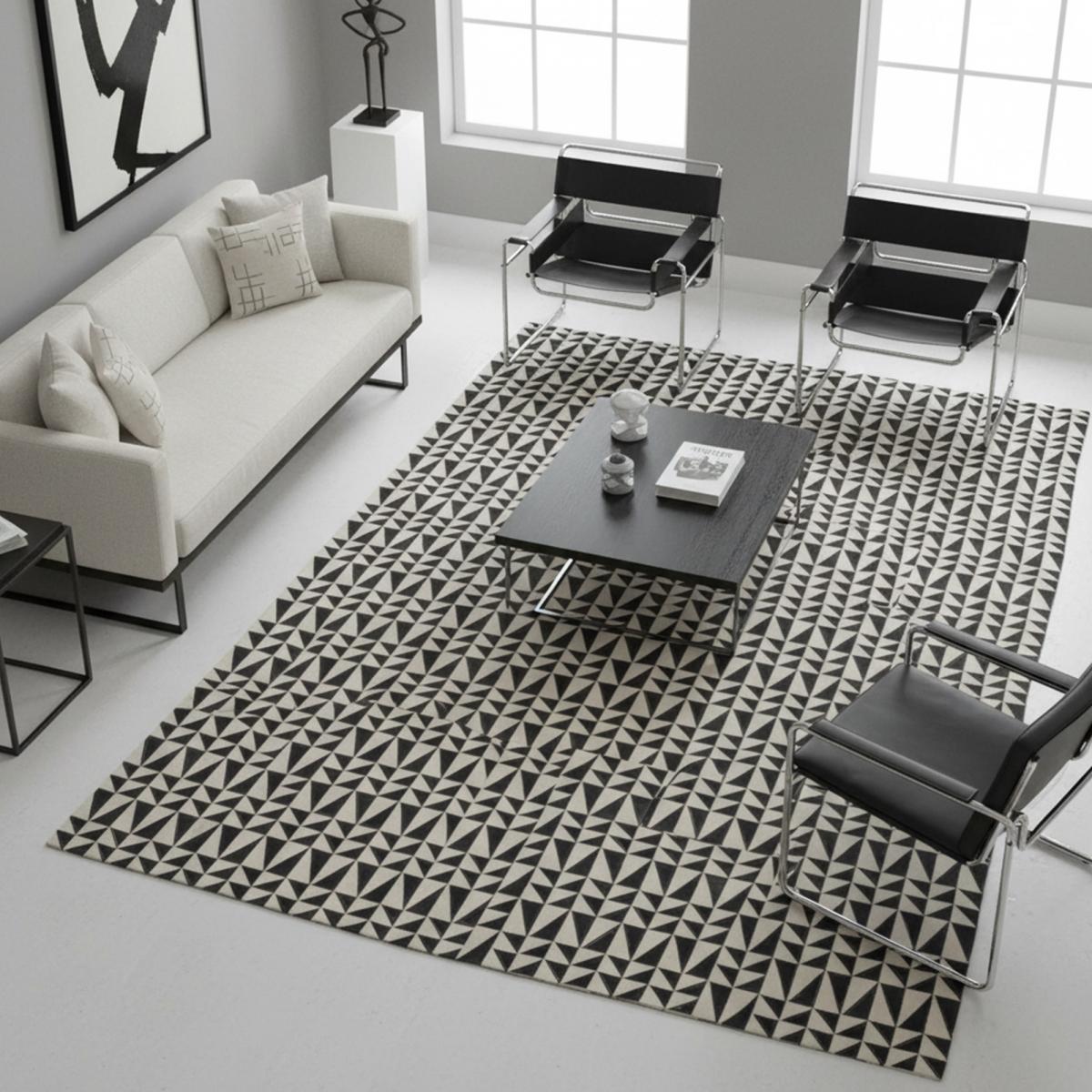 Tapis en peau de vache 200x290 kilm fait à la main noir et blanc - 2