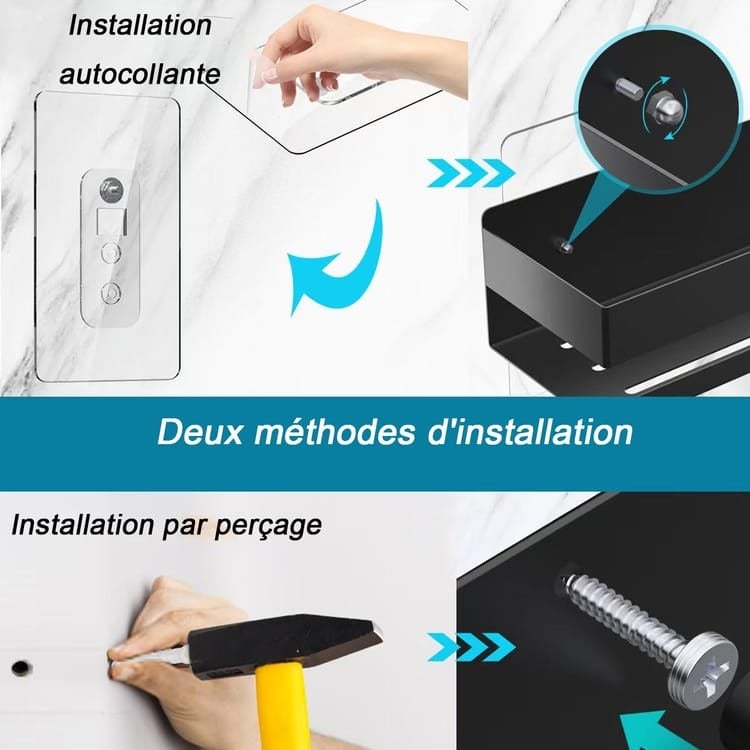 Estantes de ducha de aluminio para pared (2 unidades, 7 x 31 x 9 cm), sin necesidad de taladrar ni atornillar, con ganchos extraíbles. - 2