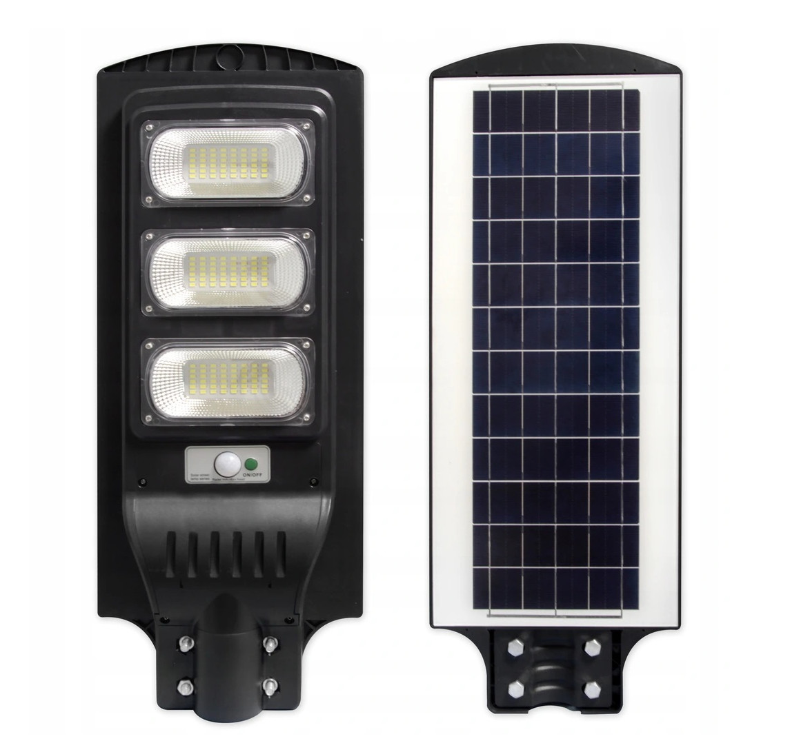 Lampa uliczna solarna Solar czarna LED 150W 6000K 3000lm z pilotem IP66 wym: 62 x 24 x 6 cm tworzywo sztuczne MasterLed