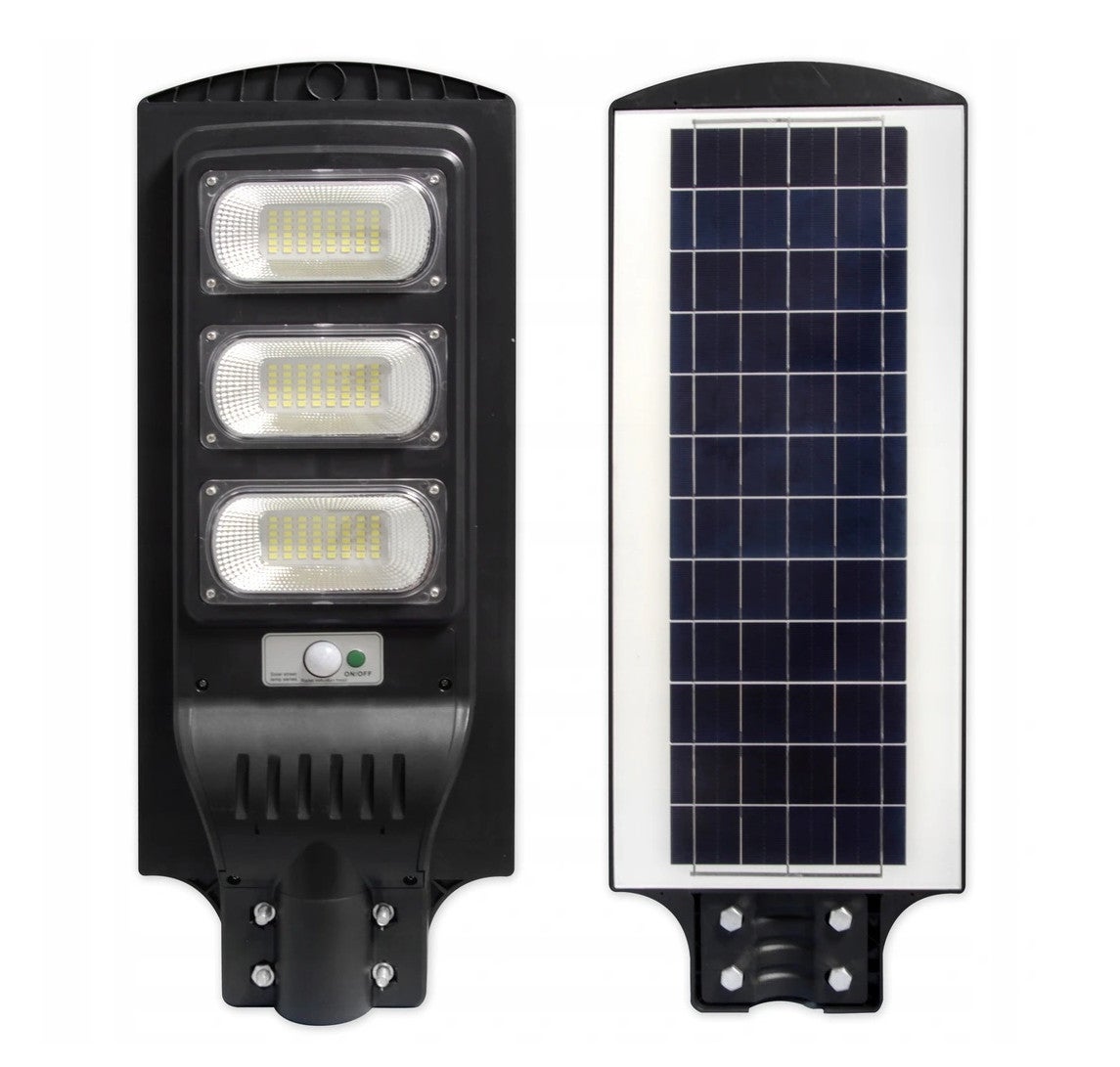 Lampa uliczna solarna Solar czarna LED 150W 6000K 3000lm z pilotem IP66 wym: 62 x 24 x 6 cm tworzywo sztuczne MasterLed