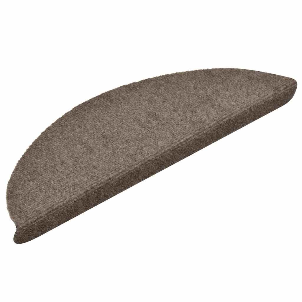 vidaXL Tapis d'escalier autocollants 30 pièces 56 x 17 x 3 cm Beige Demi-rond - 2