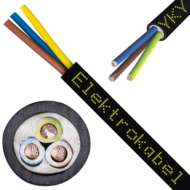 Kabel energetyczny ziemny YKY 3x1,5mm2 czarny 0,6/1kV drut Elektrokabel 15m