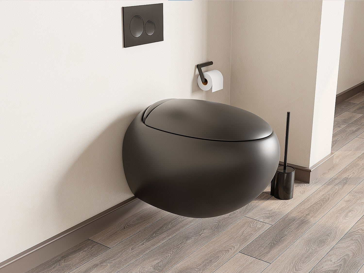 Toaleta podwieszana z czarnej matowej ceramiki - HURO II