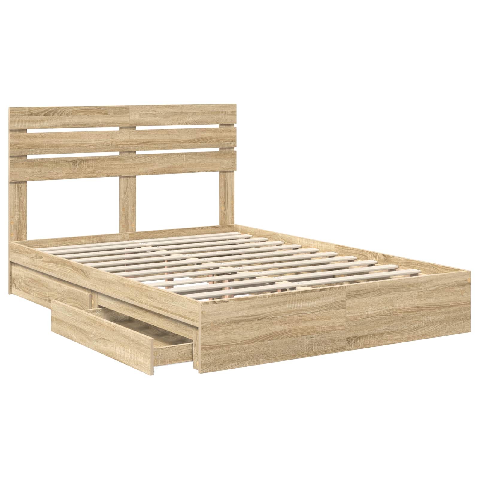 Lit de rangement chêne 160 x 200 cm panneau de bois - 5