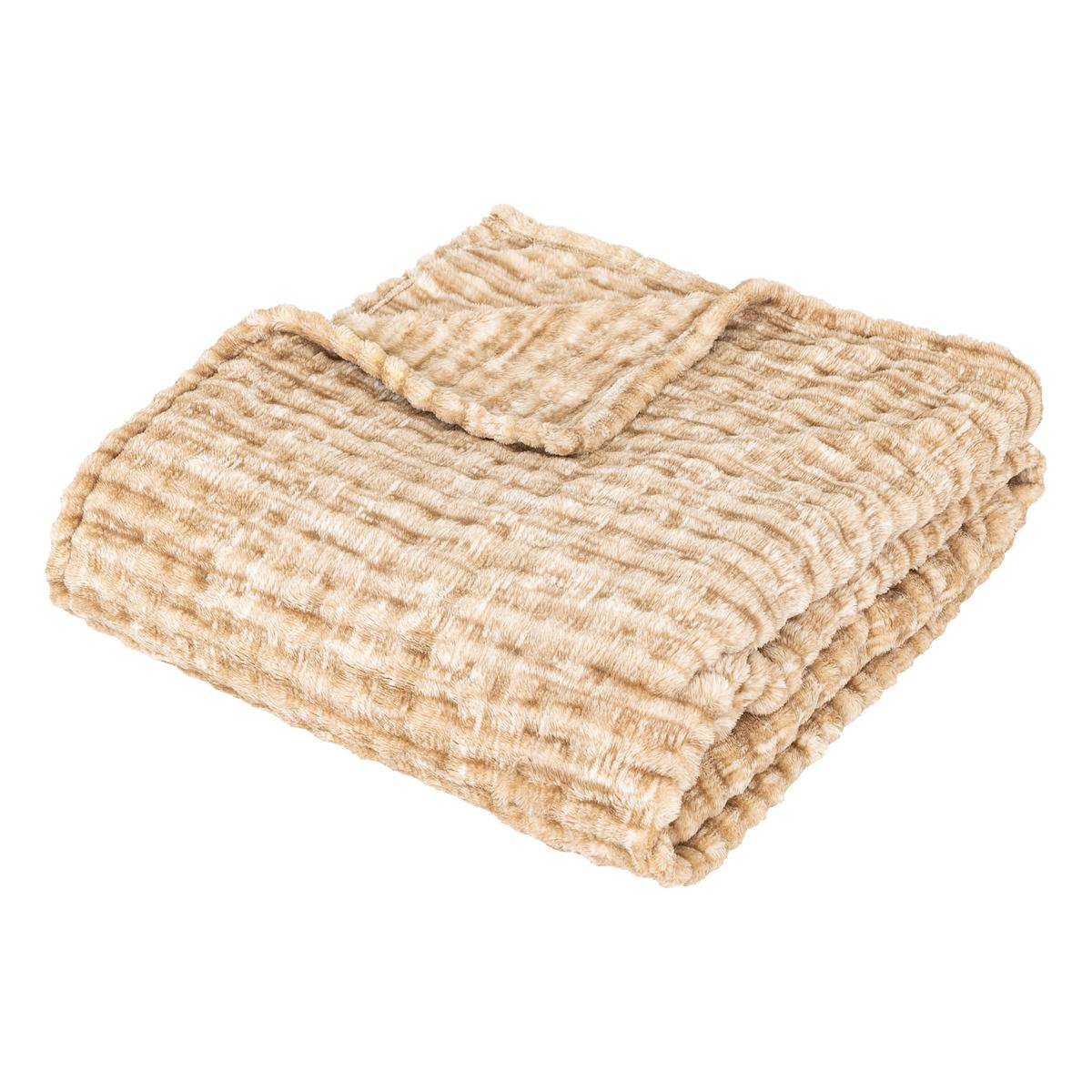 Plaid Flanelle 3d Viggo 125x150cm Beige - Atmosphera Créateur d'intérieur | Leroy Merlin