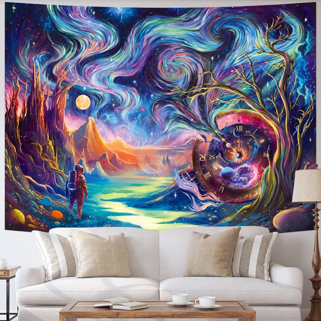 Tapiz De Astronauta Que Brilla Con Luz Negra UV - Decoración Trippy Para Pared, Reactivo A UV, Varios Tamaños
