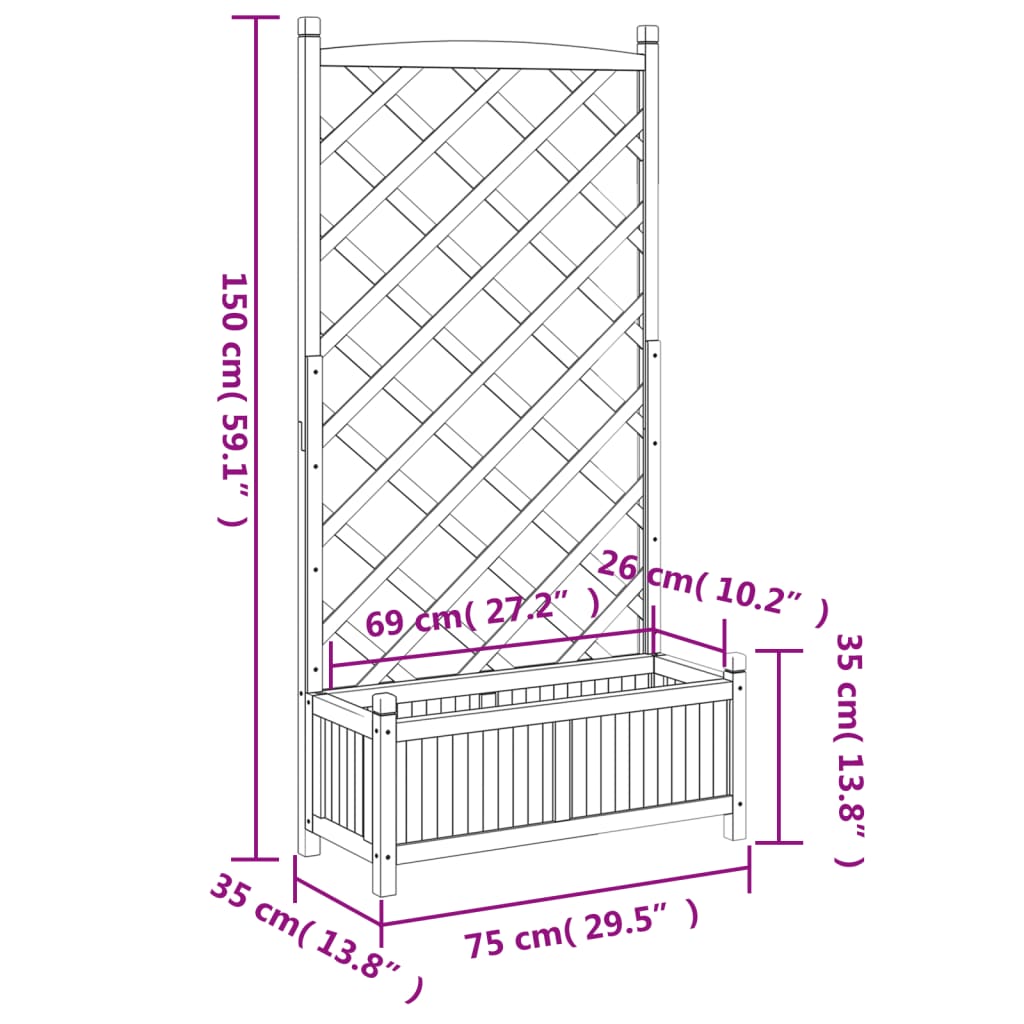 vidaXL Jardinière avec treillis marron bois massif de sapin - 8