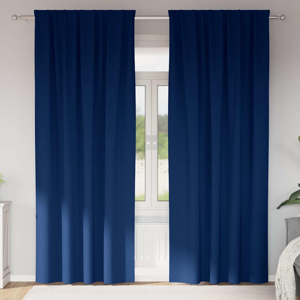 Firany blackout z kółkami 2 pcs Ciemnoniebieski 260 x 140 cm vidaXL