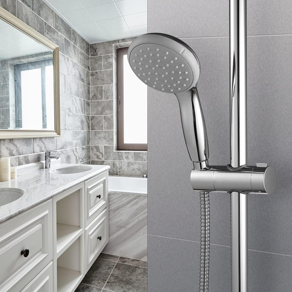 Support de Douchette pour Barre Coulissante 18-25mm, Support Pivotant 360°, Finition Chrome - 7