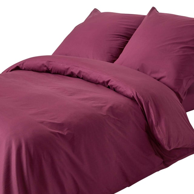 Homescapes Parure de lit Prune 100% coton Egyptien 200 Fils 155 x 220 cm