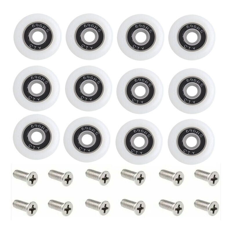 Roulettes de rechange pour porte de douche, ensemble de 1 avec vis, diamètre de 23 mm, motif Starlight. - 5