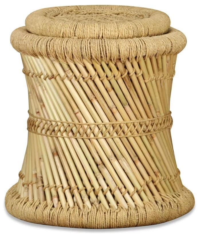 Tabouret bas rond bambou et jute Kaidi - Lot de 2 - 4
