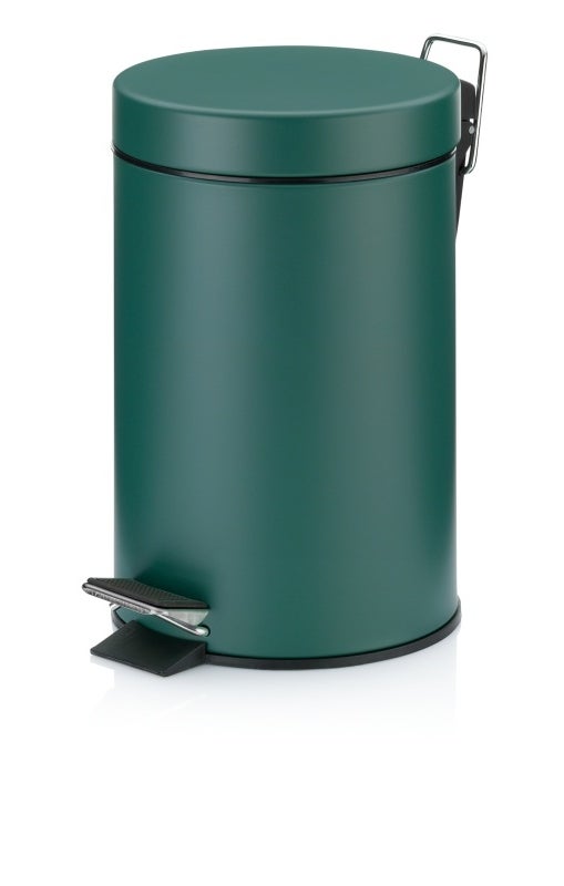 kela bidone per cosmetici verde 3l, bidone a pedale in metallo per il bagno, bidone per i rifiuti del bagno con contenitore interno e maniglia per il - 7