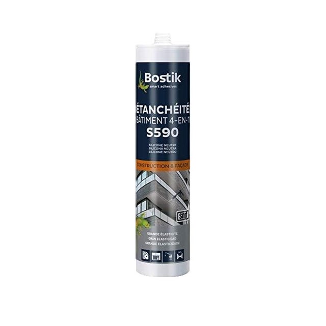 Mastic silicone noir joint étanchéité calfeutrement bâtiment 4en1 S590 BOSTIK