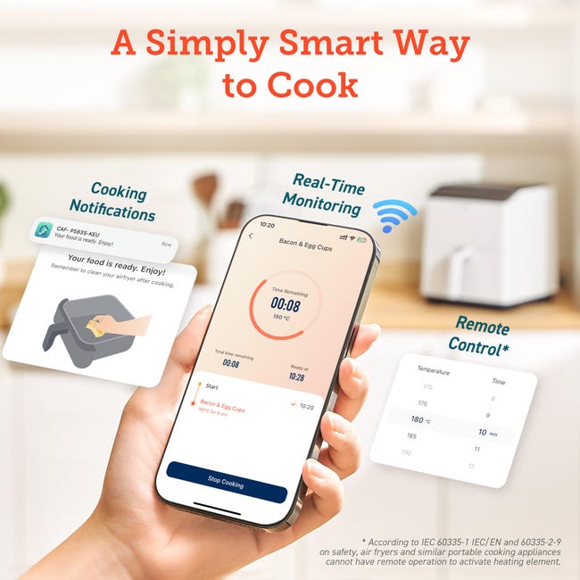 Friggitrice Ad Aria COSORI 6,4L - Doppia Resistenza, Wi-Fi, 12 Programmi - 1700W - Grigio Scuro - Foto 5