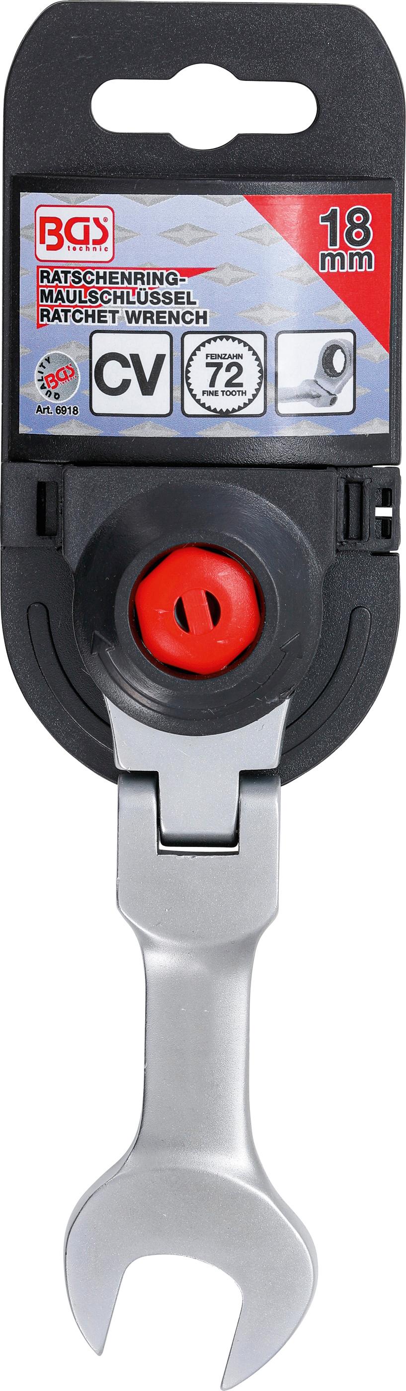 Clé mixte à cliquet | courte | à couder | 18 mm - 2