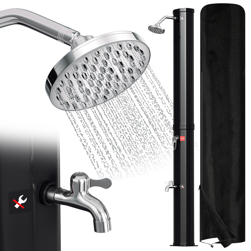 Douche solaire jardin piscine camping noir / argent 20 L avec base