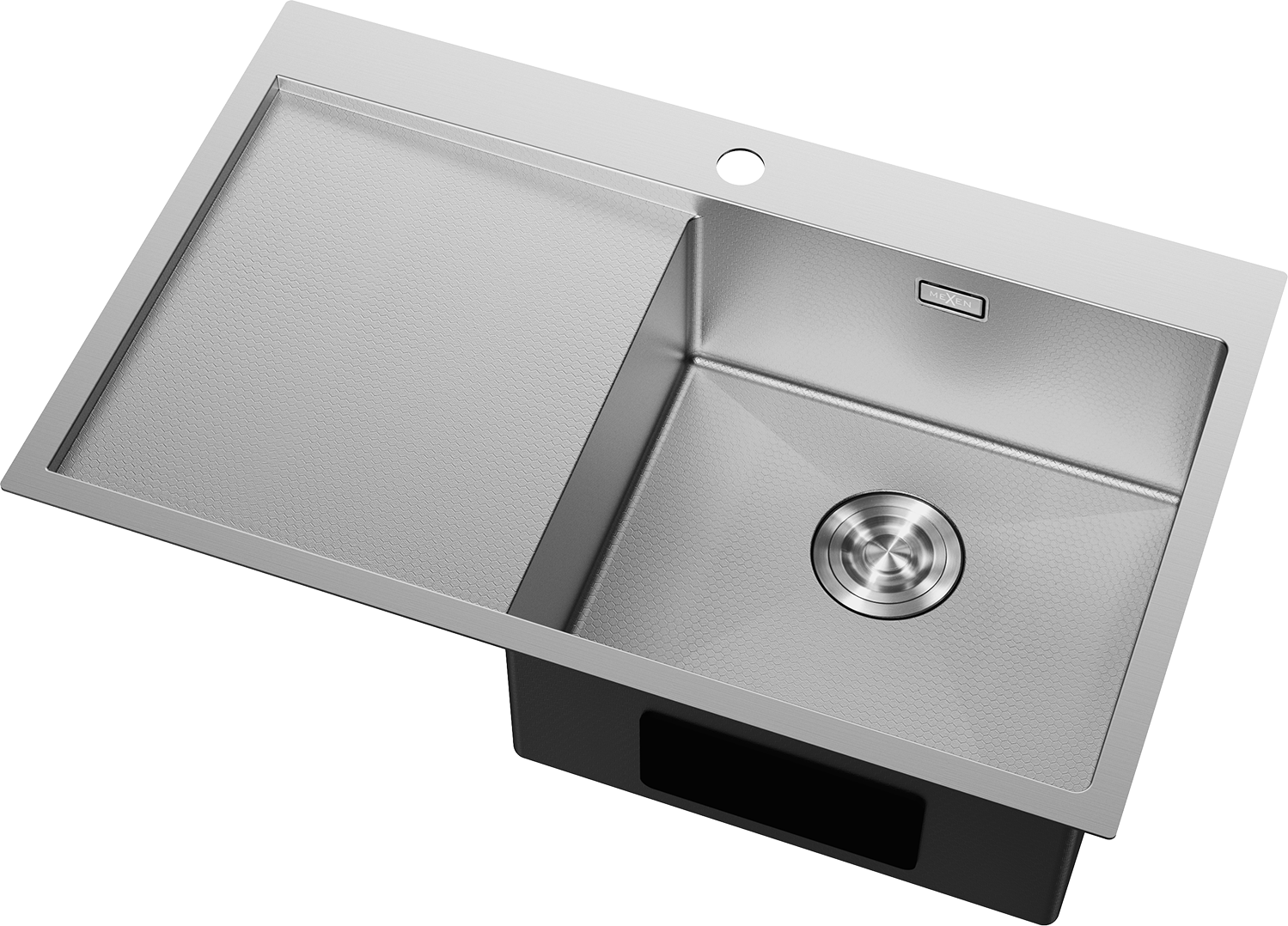 Mexen Exar évier en acier 1-bac avec égouttoir à droite 780 x 480 mm, inox HC - 6434781010P-01HC - 4