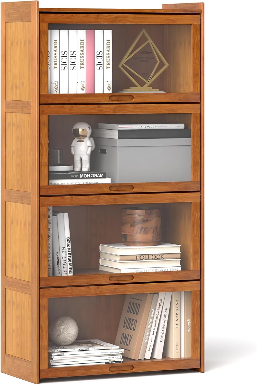 Libreria a scala in legno di bambù con 4 ripiani scaffali Memphis | Leroy Merlin