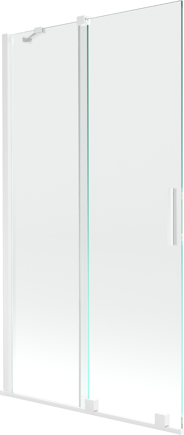 Mexen Velar parawan nawannowy 2-skrzydłowy rozsuwany 100 x 150 cm, transparent, biały - 896-100-000-01-20