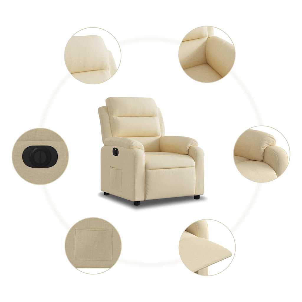 Fauteuil inclinable électrique Crème Tissu - 8