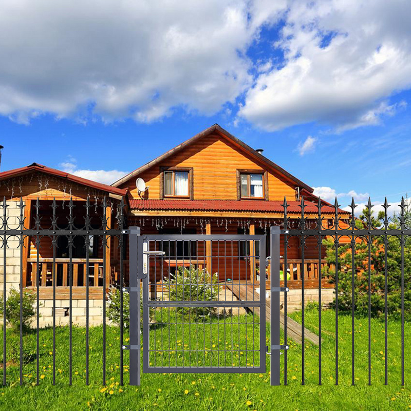 Portillon de Jardin Grillagé, en Acier Galvanisé, Clôture avec Serrure, Porte 100 x 100cm, Gris - 2