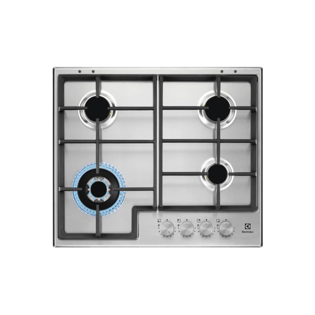 Placa de gas empotrada electrolux egs64362x de 4 quemadores en acero inoxidable