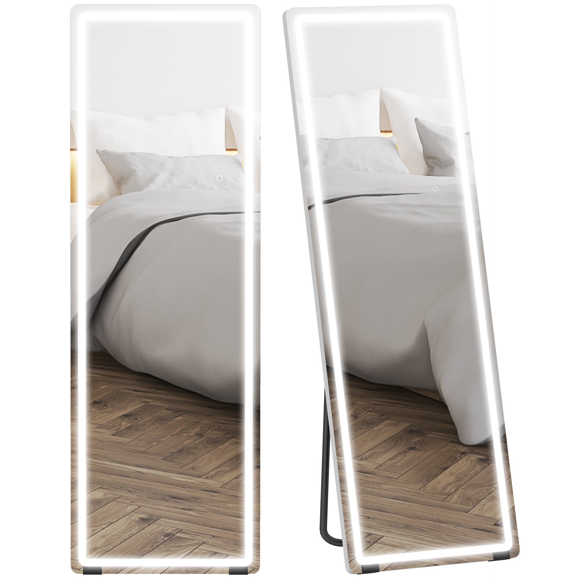 Miroir sur Pied 165x60 cm, Miroir Rectangle avec Cadre en Aluminium