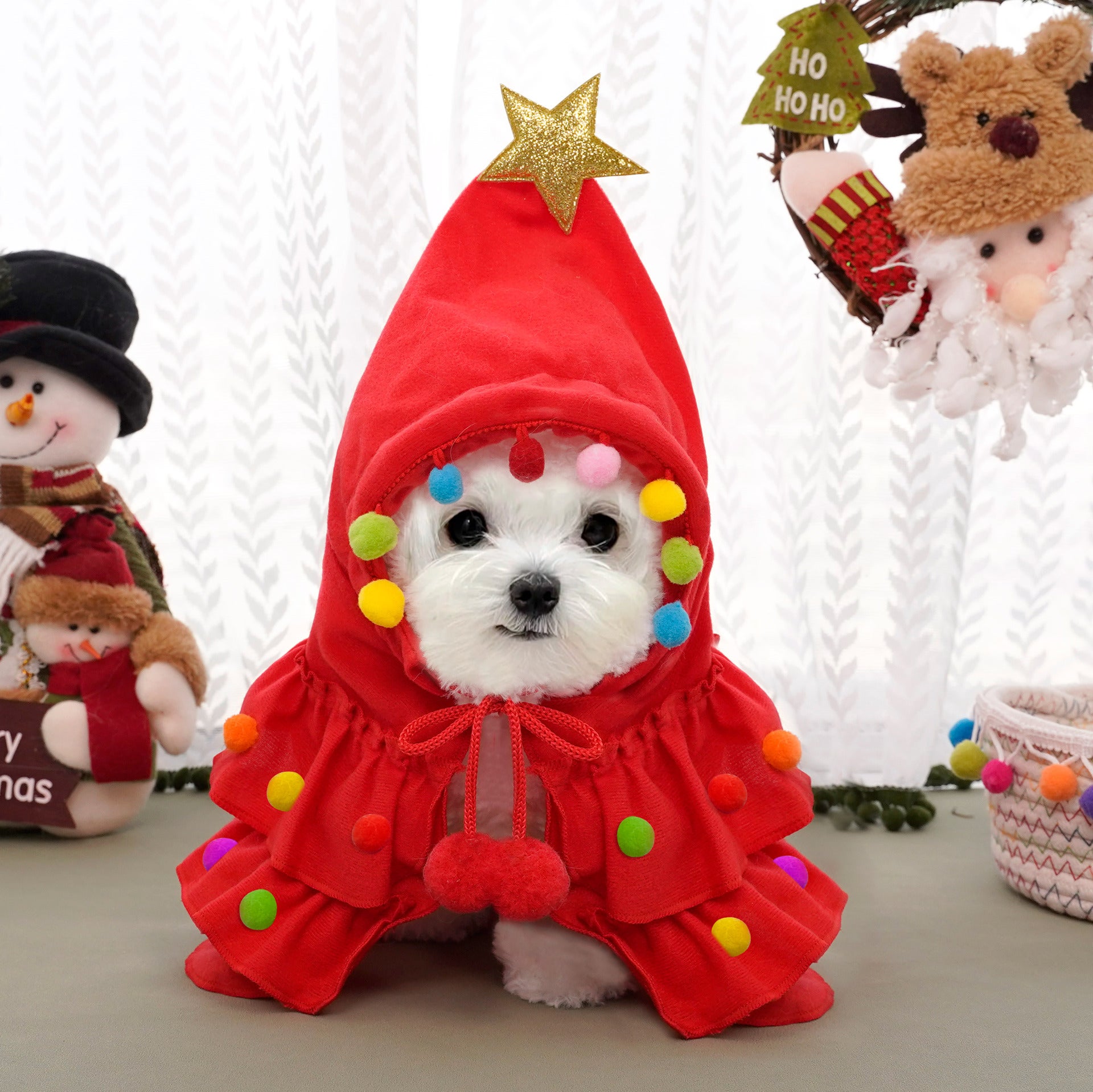 Déguisement de Noël pour chien et chat Cape d'elfe pour chiots