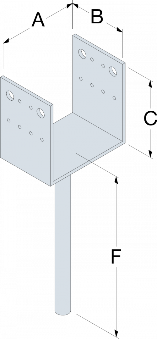 SIMPSON STRONG-TIE Pied de support PPD feuerverzinkt Ø du trou 5,0 + - 2