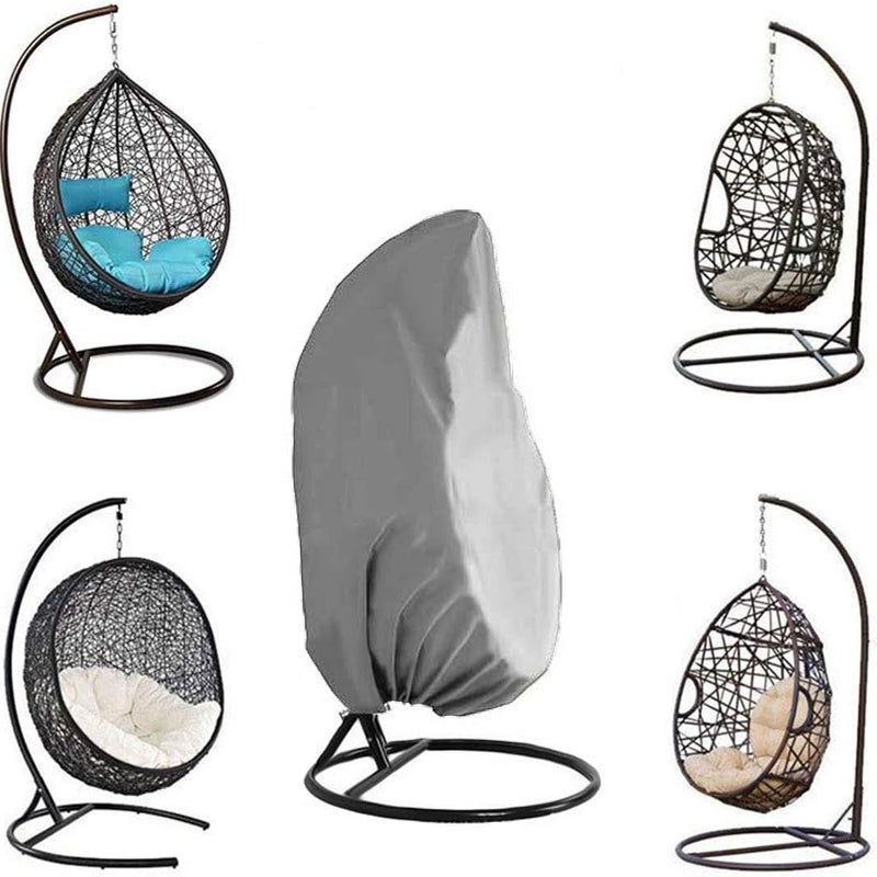 Wodoodporny pokrowiec na krzesło wiszące, 210D, Oxford, pokrowiec na krzesło ogrodowe, 190 x 115 cm, szary