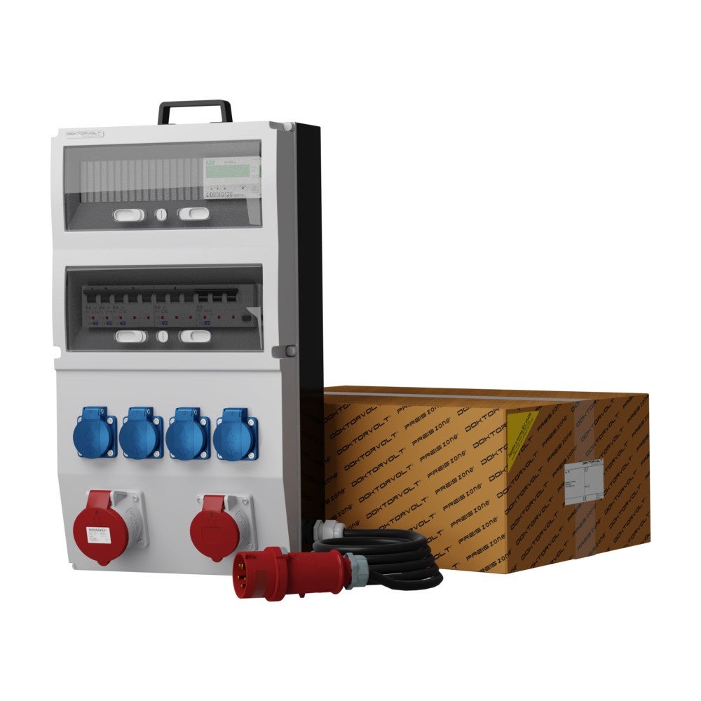 Rozdzielnica budowlana z licznikiem i kablem eXT-S/FI 32A 16A 4x230V SKH Schuko Mennekes Doktorvolt DV-2339-D