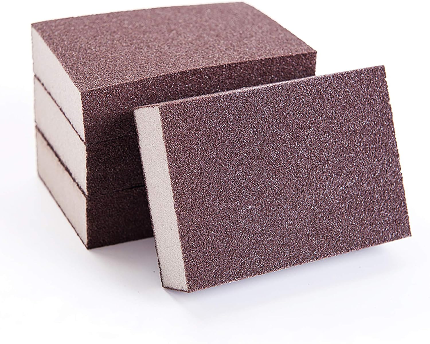 4 gąbki ścierne, 10x7x2,5cm, brązowe, blok z gąbki polerskiej, blok ścierny z możliwością mycia i ponownego użycia, gąbka ścierna do łazienki