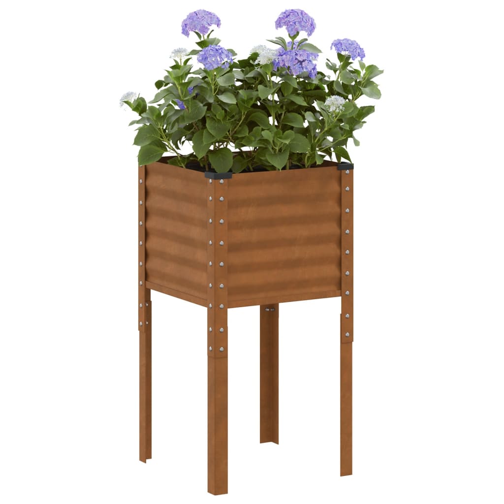 Jardinière Bac Lit Surélevé Plantes Fleurs Terrasse Jardin 45 X 45 X 88 Cm Acier Anthracite