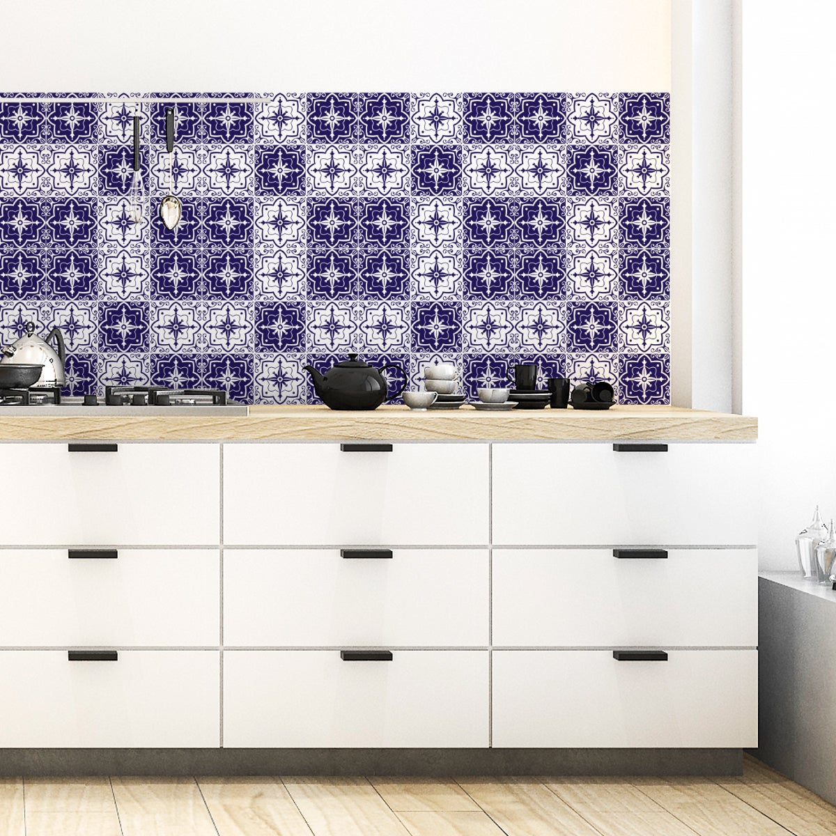 Stickers Carrelage PVC Blanc Mat 30x60 Cm - Lot De 15 Dalles Adhésives Imperméables Pour Rénover Sols Et Murs