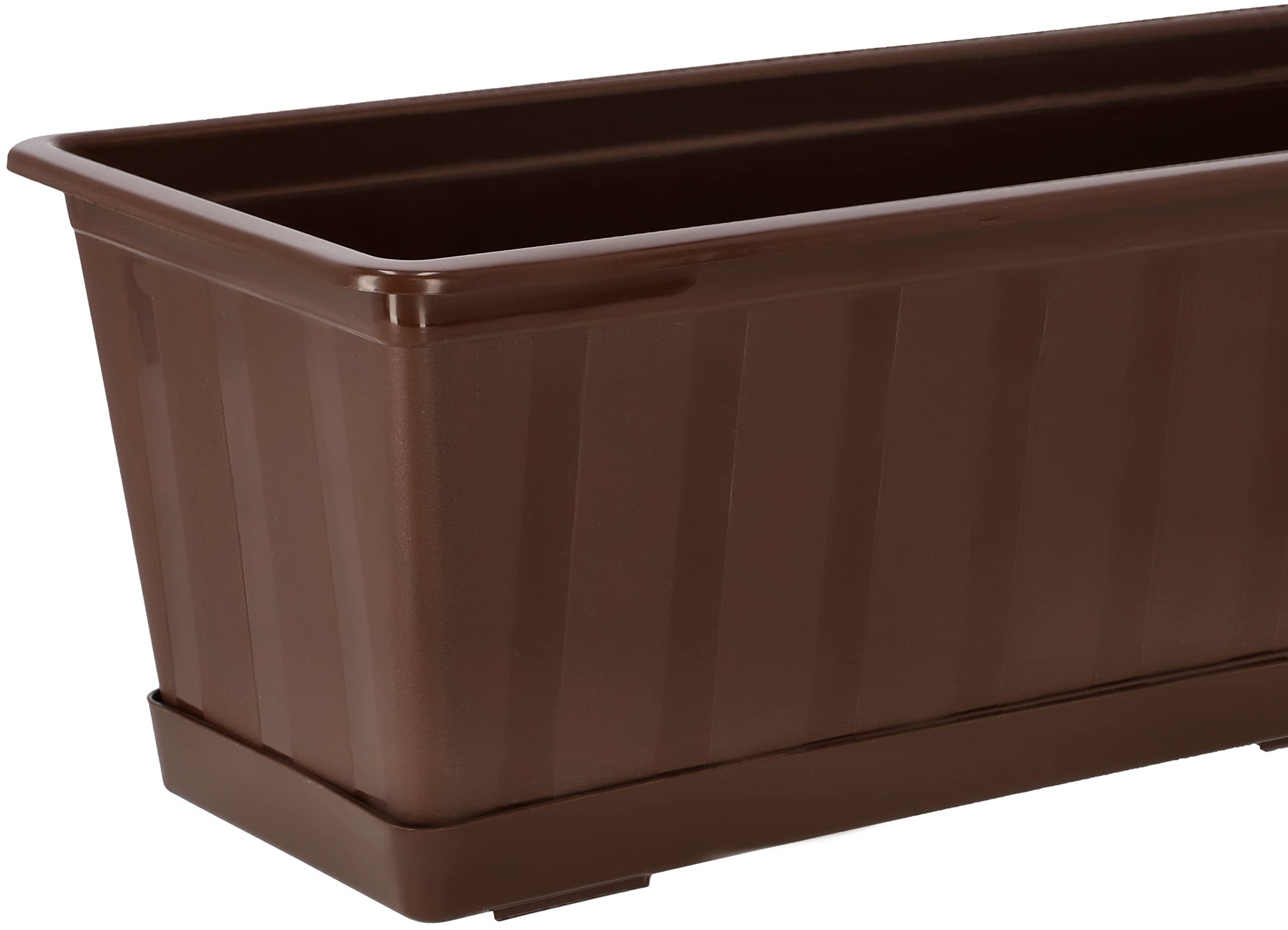 Doniczka - Skrzynka Balkonowa - 40 x 18 x 14 cm - Skrzynia na Balustradę Balkon - Donica z Podstawką - Brąz KOTARBAU - 9