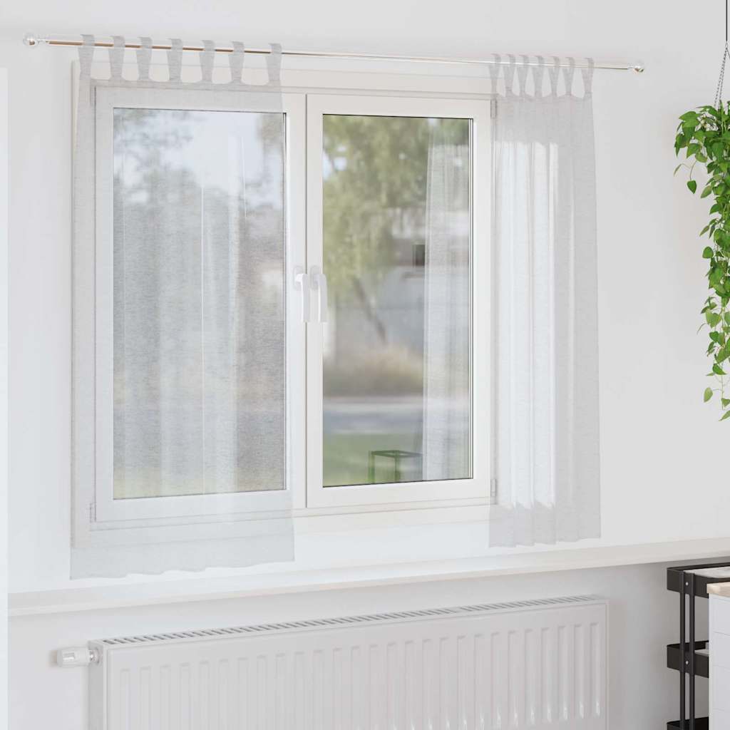Firany Voile 2 pcs Jasnoszary 175 x 140 cm Poliester vidaXL