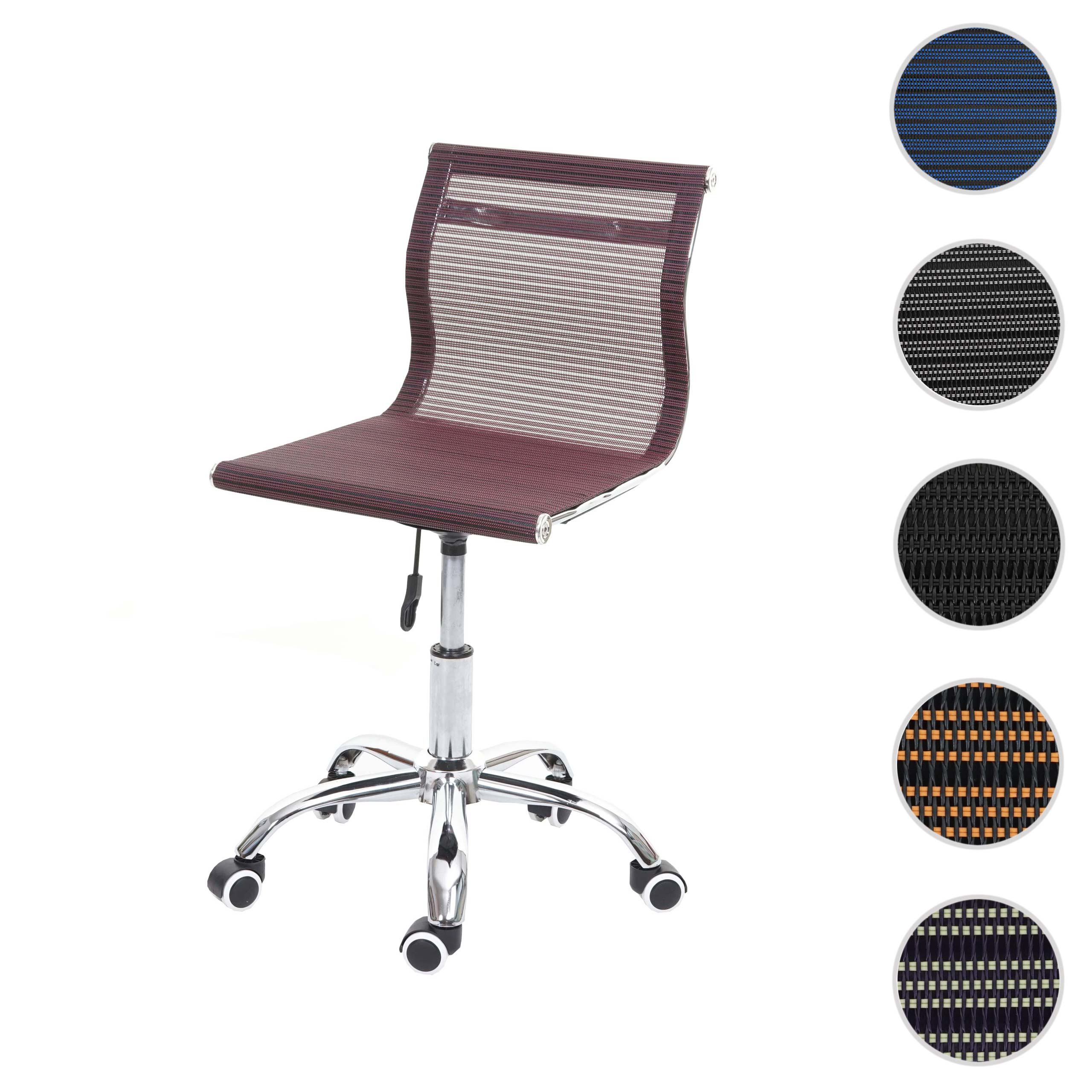 Sedia poltrona ufficio girevole HWC-K53 49x49x75-82cm tessuto traspirante rosso vinaccia - 8