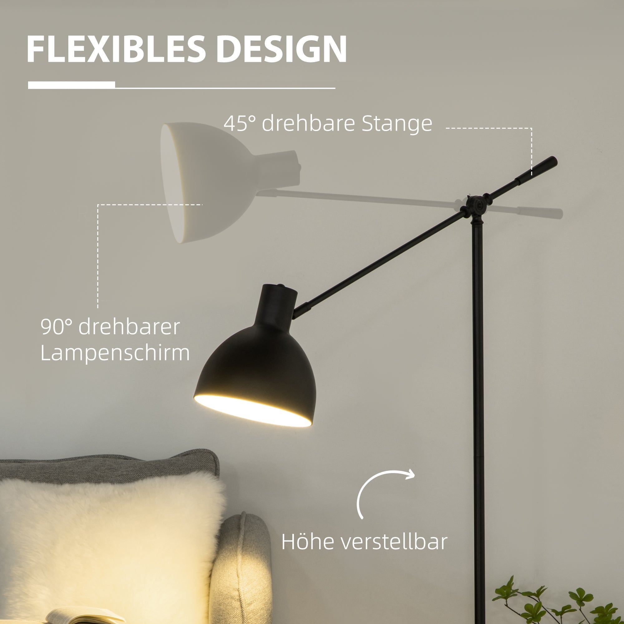 Lampadaire LED 10W blanc chaud à intensité variable pour intérieur, chambre, restaurant - 4