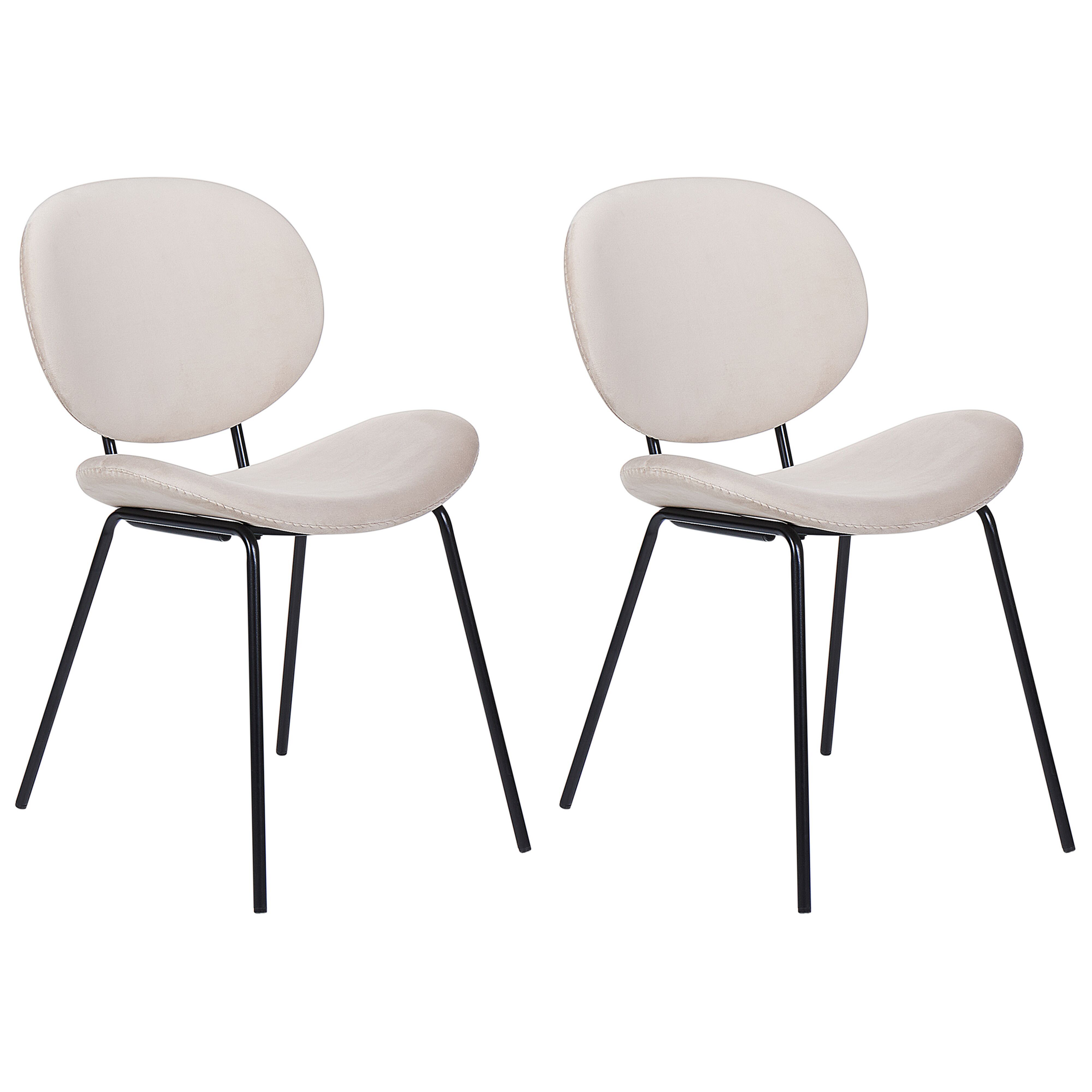 Beliani Conjunto De 2 Sillas De Comedor Luana Terciopelo Beige/Claro , Leroy Merlin