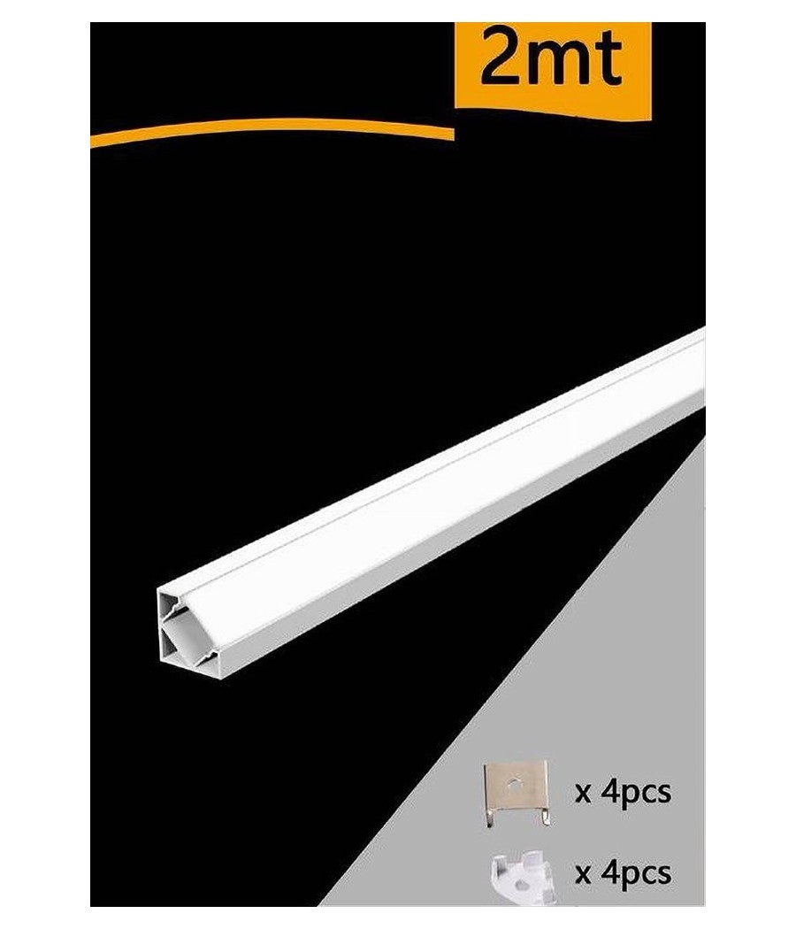 Trade Shop - Profilo In Alluminio Da 2mt Angolare Copertura Opaca Per Strip Led Strisce Al-06 - - 4