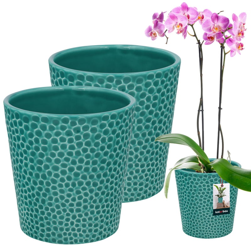 2 szt doniczka fi 12 donica osłonka ceramiczna na kwiaty rośliny storczyki - KOTARBAU