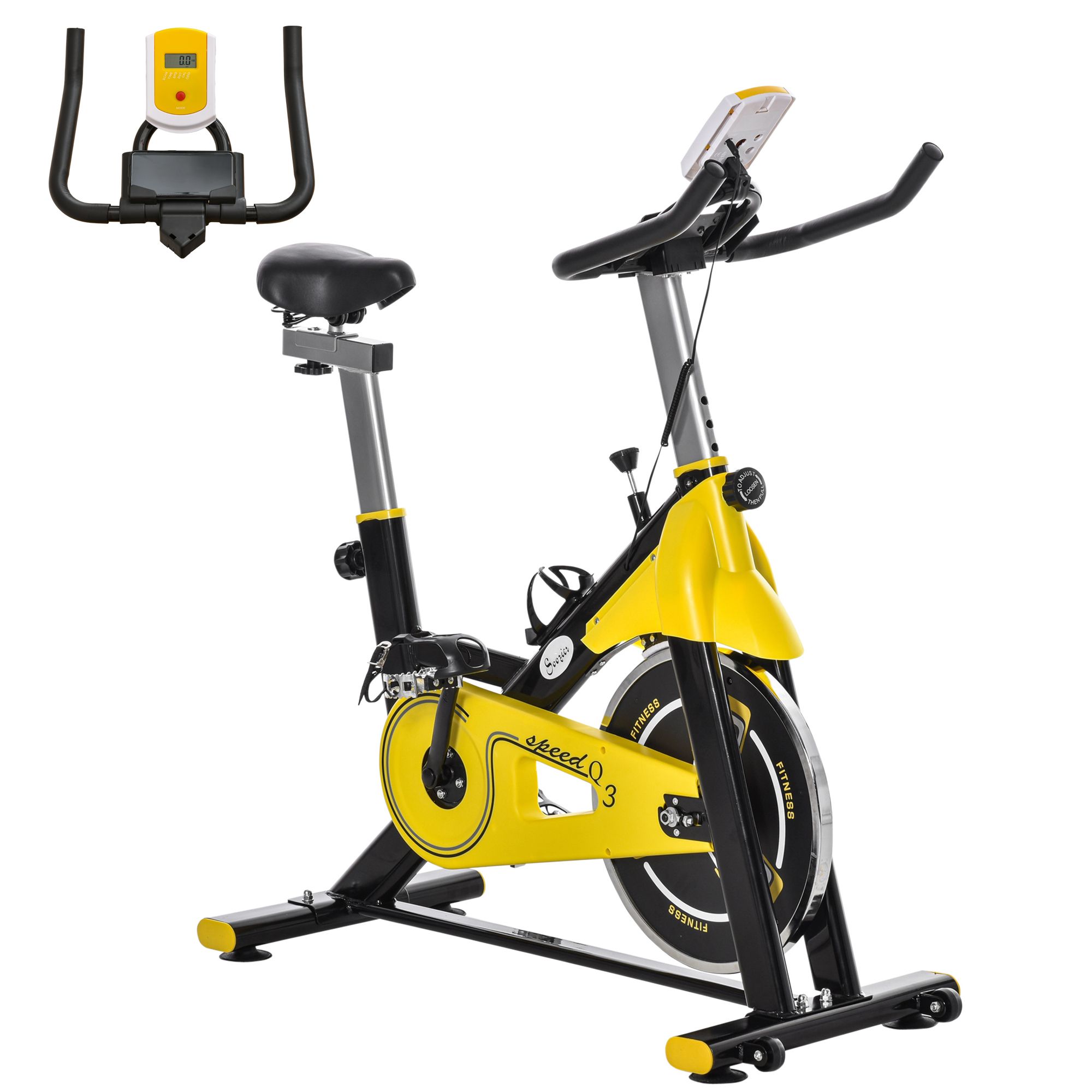 Bicicleta Estática Fitness Ajustable con Resistencia, LCD y