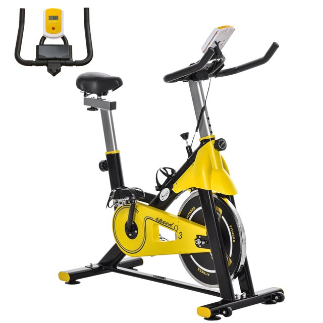 Bicicleta Estacionária Fitness Ajustável com Resistência, LCD e Conforto - Bicicleta de Apartamento com Sistema de Correia, Estrutura em Aço e ABS